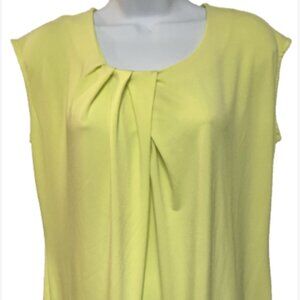 Worthington Ladies Large Highlight Yellow Short cap Sleeve Round Neck Blouse